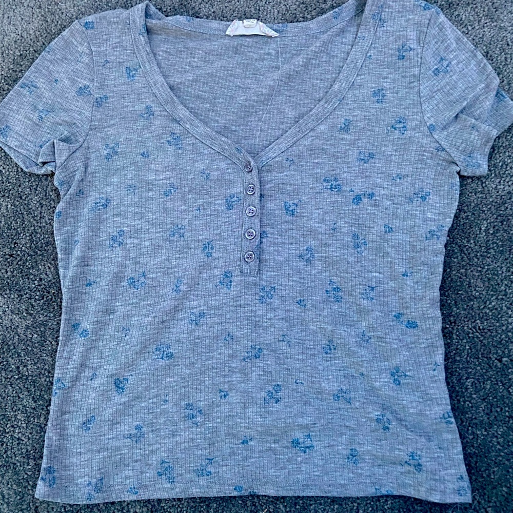 Floral ribbed top